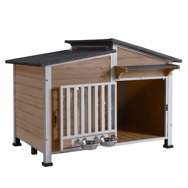 Heavy-Duty Wooden Dog House, Reinforced Metal Frame Dog House