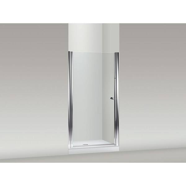 KOHLER Fluence 36-1/2 in. x 65-1/2 in. Semi-Frameless Pivot Shower Door in Bright-Silver with Handle