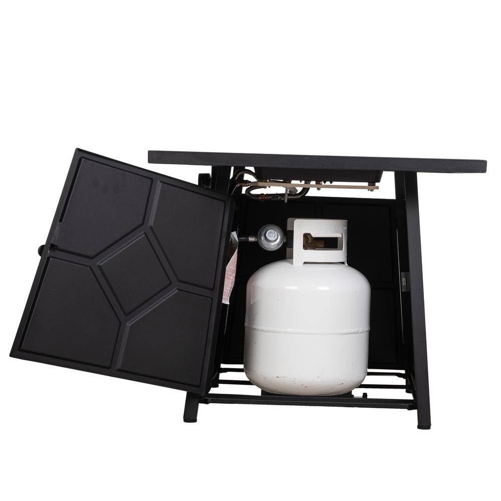 28-Inch Black and Brown Stone Gas Fire Pit Table