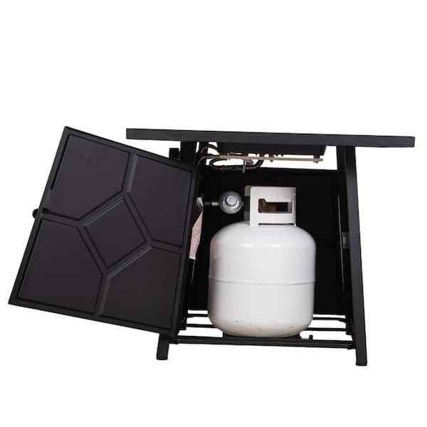 40,000 BTU 28 in. Steel Outdoor Gas Fire Pit Table Propane Gas Fire Pit with Weather Cover