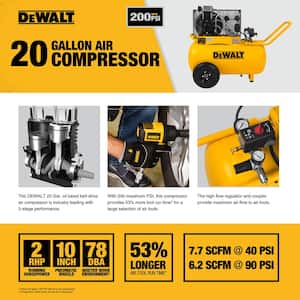 20 Gal. 200 PSI Oil Lubed Belt Drive Portable Horizontal Electric Air Compressor