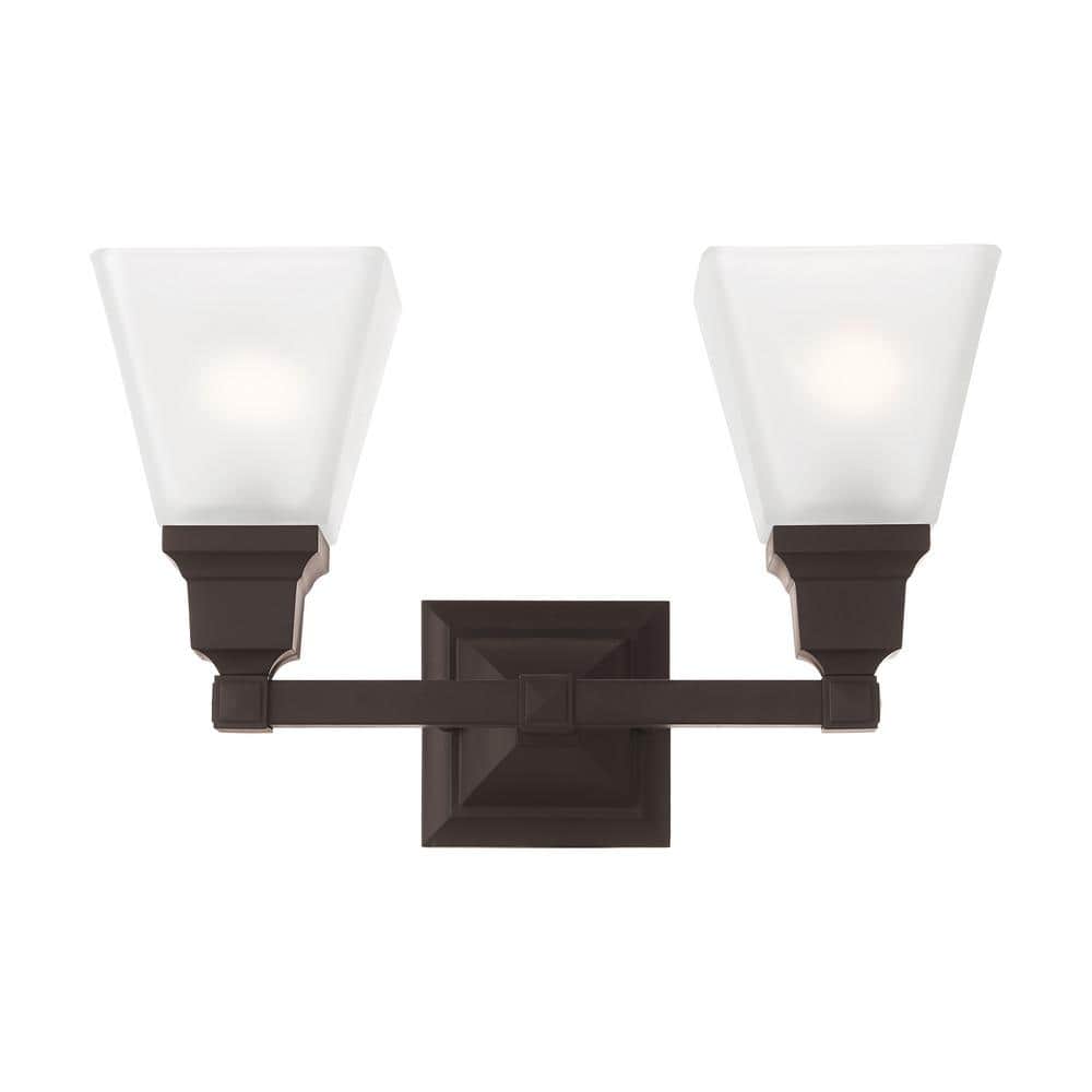 Polished Chrome 2-Light Vanity with Frosted Glass Shades