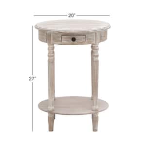 15 in. Light Brown 1 Drawer and 1 Shelf Large Oval Wood End Accent Table
