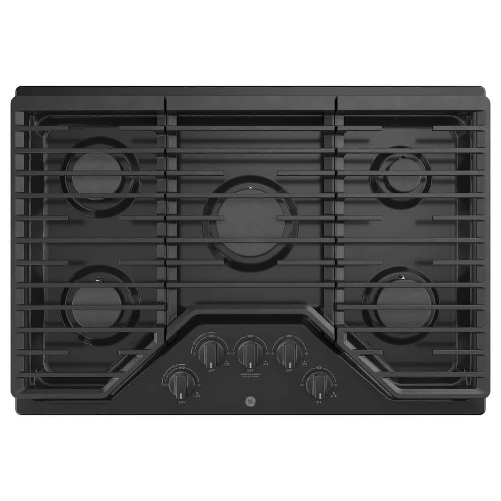 30 in. Gas Cooktop in Black with 5-Burners including Power Burners