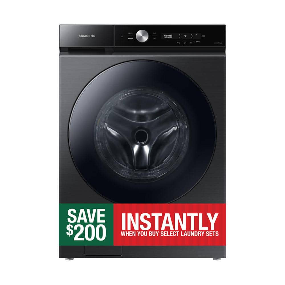 Samsung Bespoke 5.3 cu. ft. Ultra-Capacity Smart Front Load Washer in Brushed Black with Super Speed Wash and AI Smart Dial