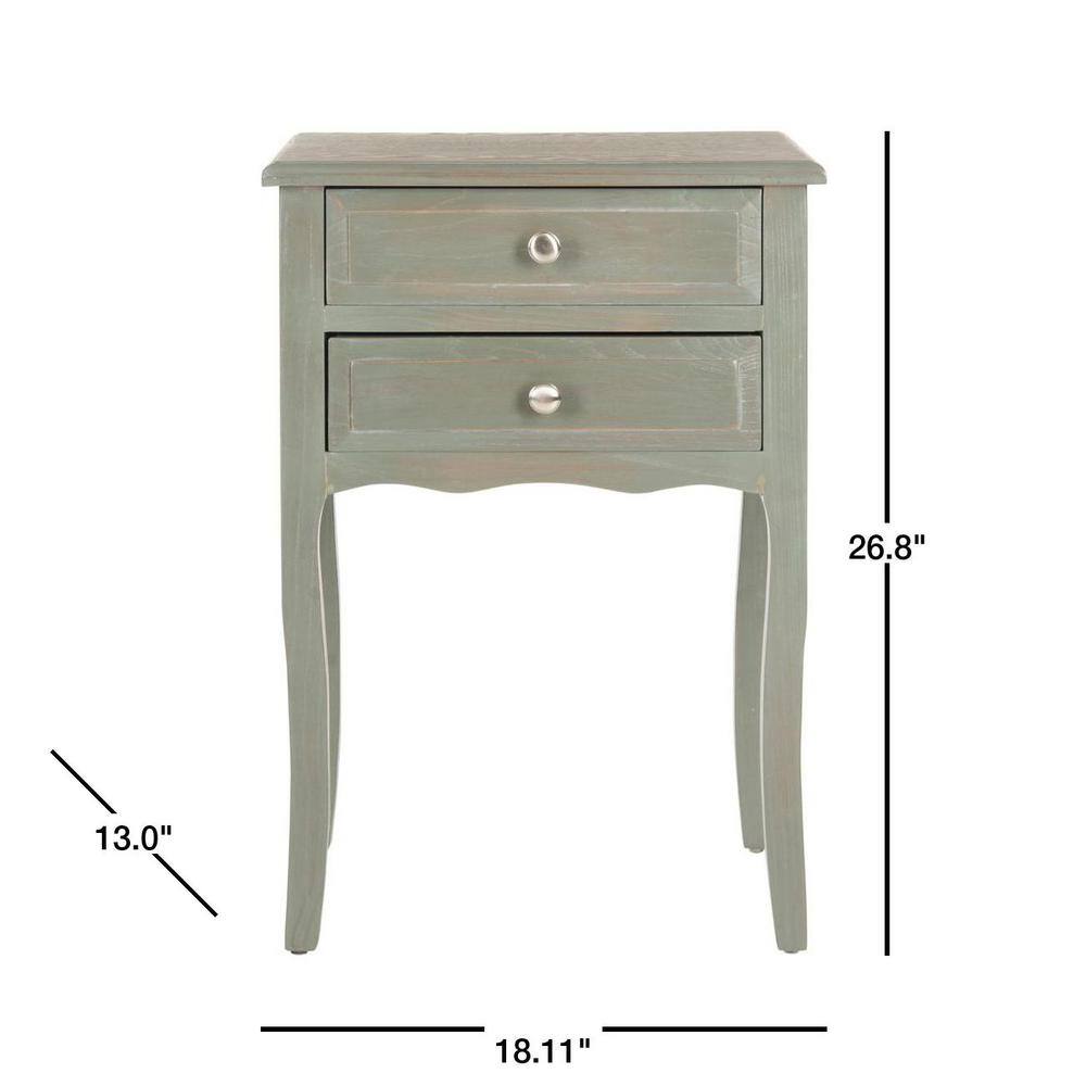 Charming Ash Grey 2-Drawer Transitional Wood End Table