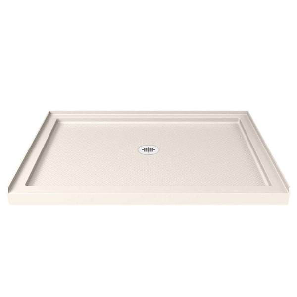 DreamLine Slimline 42 in. x 34 in. Single Threshold Alcove Shower Pan Base in Biscuit with Center Drain Base