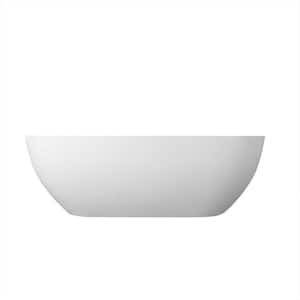 69 in. x 29.5 in. Stone Resin Freestanding Flatbottom Soaking Bathtub with Center Drain in Matte White