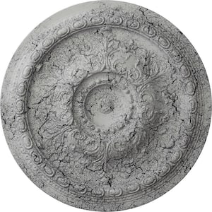 2-7/8 in. x 38-3/8 in. x 38-3/8 in. Polyurethane Oslo Ceiling Moulding, Ultra Pure White Crackle