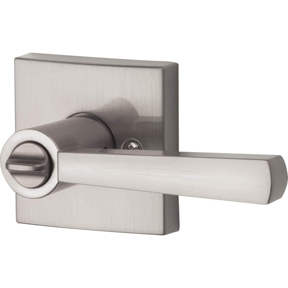 Satin Nickel Square Privacy Door Lever for Bed/Bath