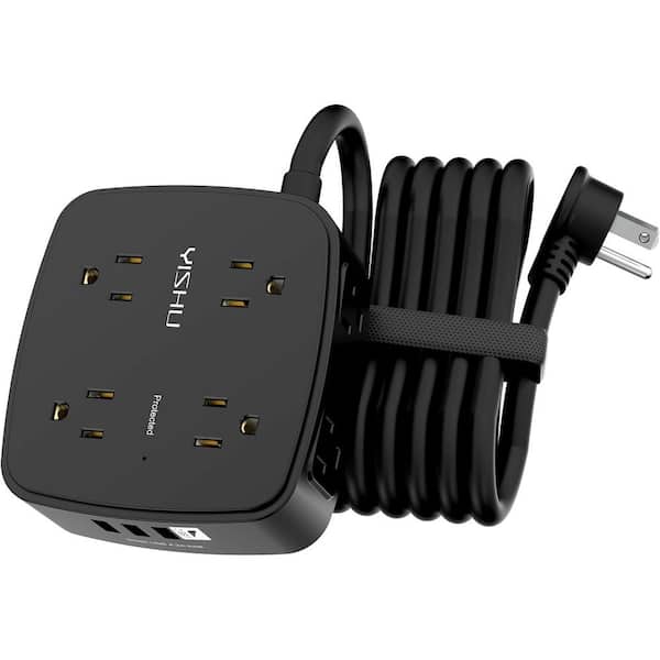 Lukyamzn 20 ft. 8-Outlets Surge Protector Power Strip with 3-USB and 1-USB-C Ports, ETL Listed in Black