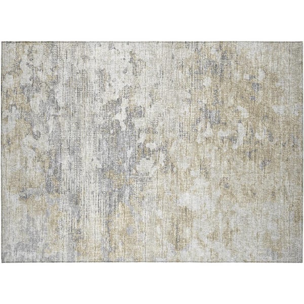 Addison Rugs Accord Ivory 1 ft. 8 in. x 2 ft. 6 in. Abstract Indoor/Outdoor Washable Area Rug