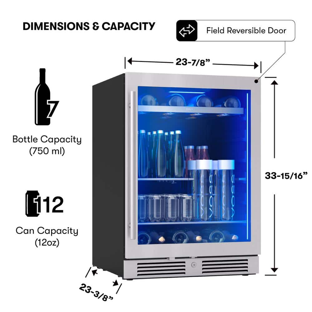 Zephyr Stainless Steel Beverage Cooler with LED Lighting