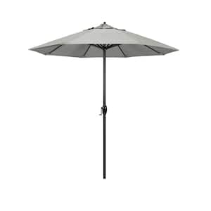 7.5 ft. Black Aluminum Market Patio Umbrella Auto Tilt in Granite Sunbrella