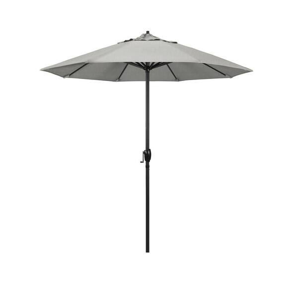 California Umbrella 7.5 ft. Black Aluminum Market Patio Umbrella Auto Tilt in Granite Sunbrella