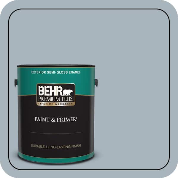 BEHR PREMIUM PLUS 1 gal. #MQ5-23 Intercoastal Gray Semi-Gloss Enamel Exterior Paint & Primer