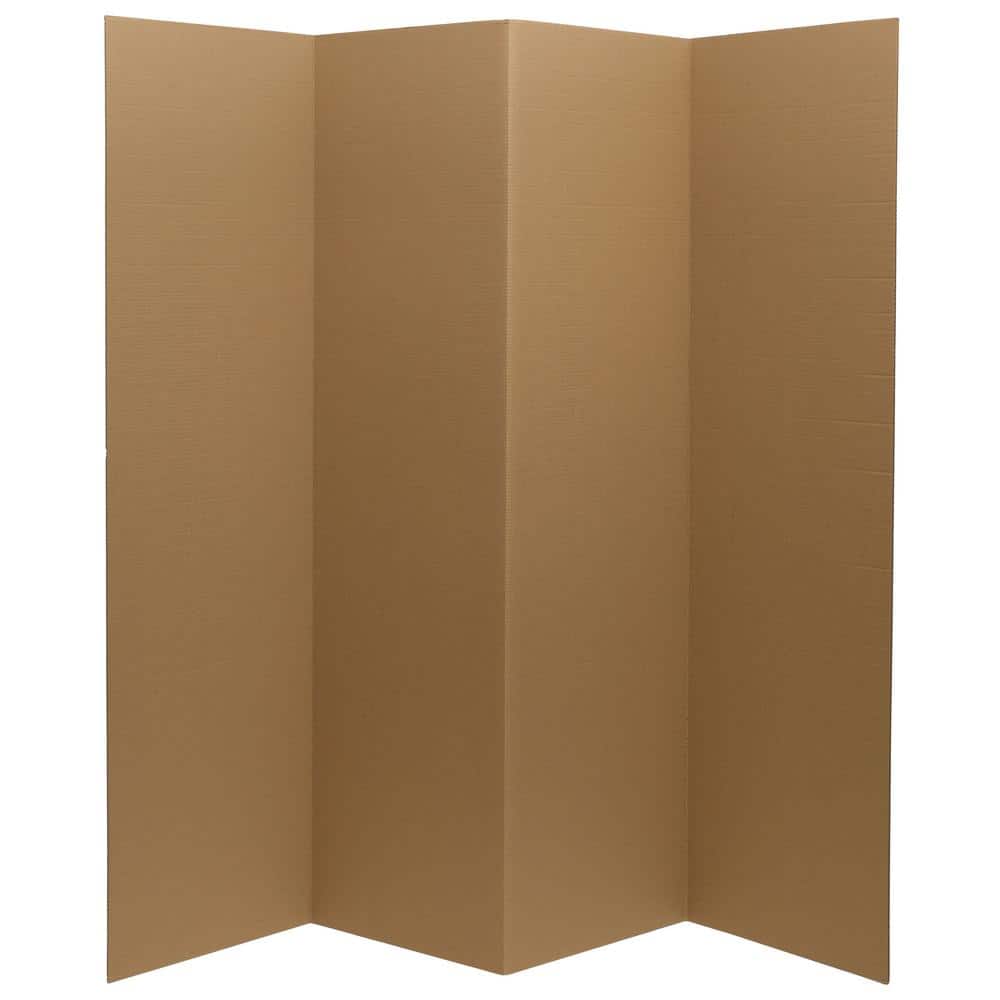 6 ft. Tall Brown Temporary Cardboard Folding Screen - 4 Panel CAN-CARDB ...