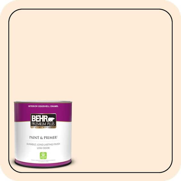 BEHR PREMIUM PLUS 1 qt. #320C-1 Cotton Tail Eggshell Enamel Low Odor Interior Paint & Primer