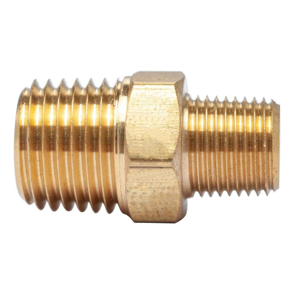 Ltwfitting 14 In X 18 In Mip Brass Pipe Hex Reducing Nipple Fitting 5 Pack Hf306r4205 4125