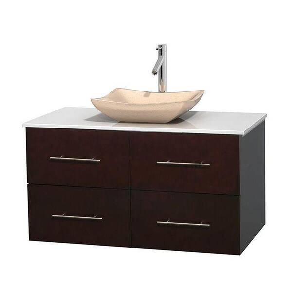 Wyndham Collection Centra 42 in. Vanity in Espresso with Solid-Surface Vanity Top in White and Sink