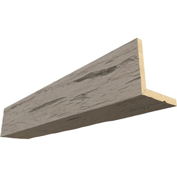 Ekena Millwork Endurathane 12 in. H x 8 in. W x 12 ft. L Hand Hewn Seashell Faux Wood Beam