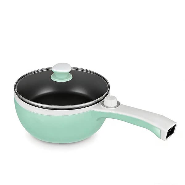 1.5 L Mini Portable Electric Hot Pot, Stainless Steel Non-Stick Sauté Pan, Rapid Noodles Electric Pot, Green