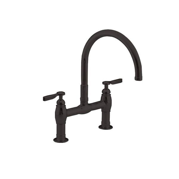 KOHLER Parq 2-Handle Bridge Kitchen Faucet in Oil-Rubbed Bronze