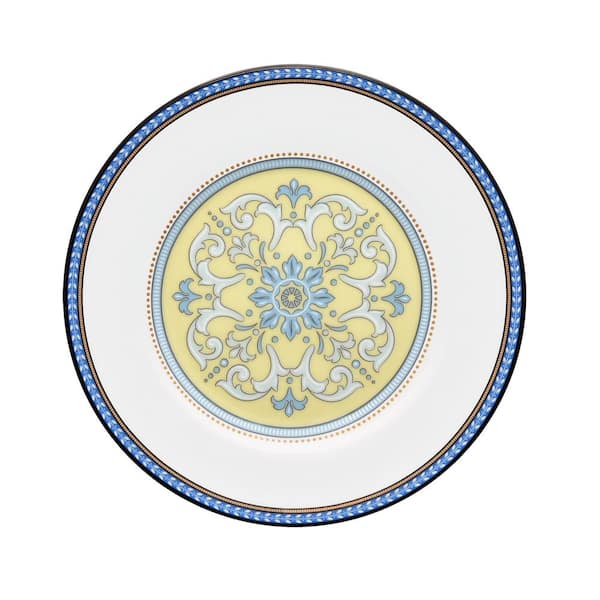 Noritake Menorca Palace Blue/Yellow White Bone China Bread and Butter/Appetizer Plate 6-1/2 in.