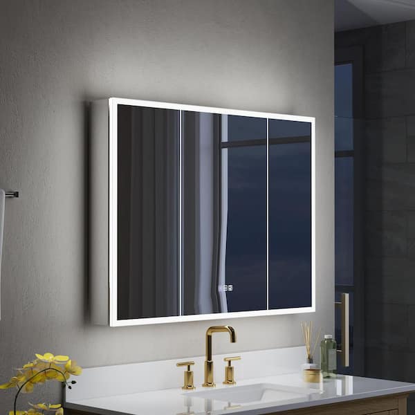 40 in. W x 30 in. H Rectangular Recessed/Surface Mount LED Medicine Cabinet with Mirror, 3x Magnifier, USB, Type C