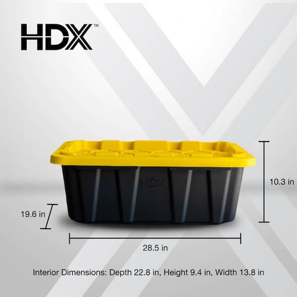 14 Gal. Tough Storage Tote in. Black with Yellow Lid