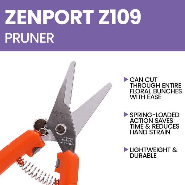 ZENPORT 7.5 in. Serrated Blade Stainless Floral Bunch Cutter