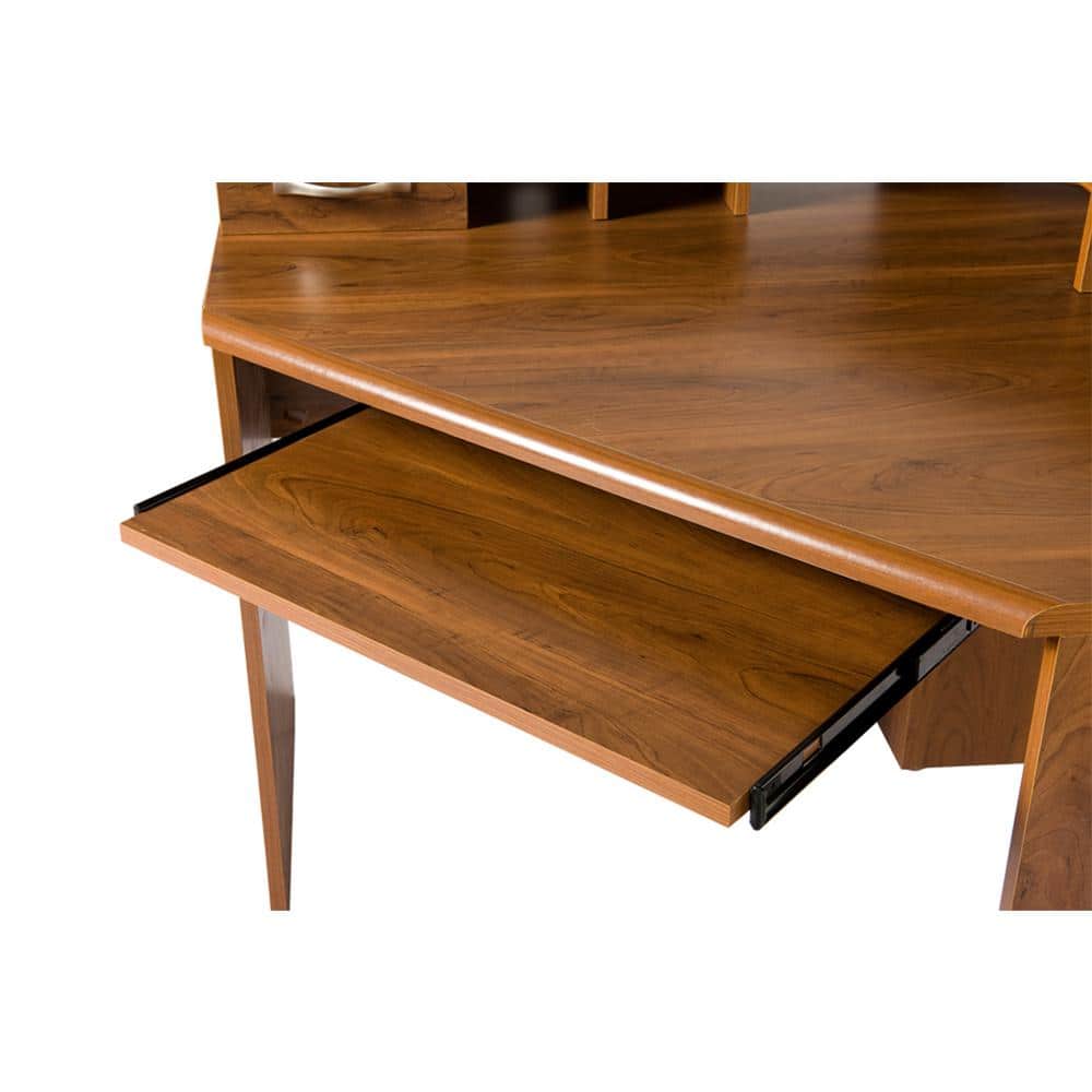 Autumn Oak 42" Corner Desk with Keyboard Tray and Drawers