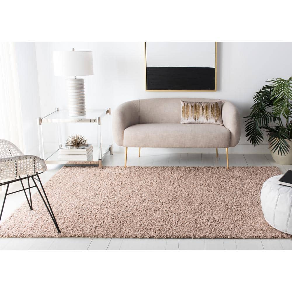 Beige 5'3" x 7'6" Synthetic Shag Area Rug