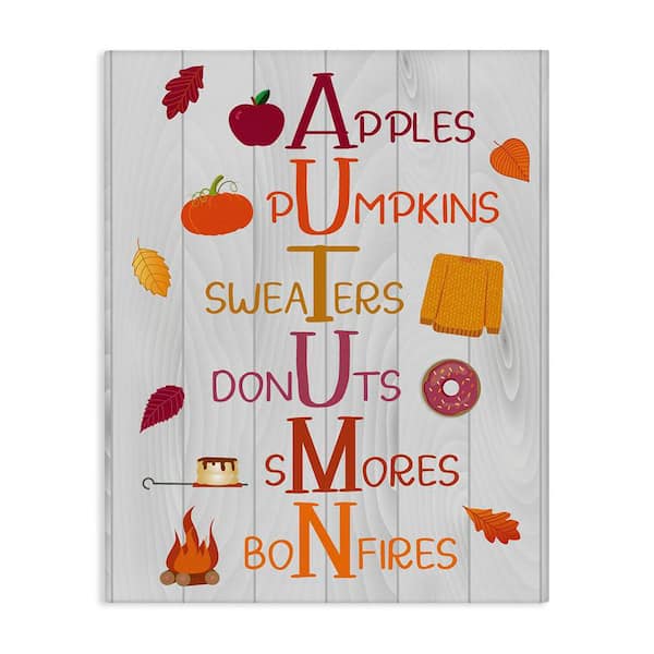 Stupell Industries Autumn Letters Seasonal Words by Linda Birtel Unframed Graphic Typography Art Print 40 in. x 30 in.