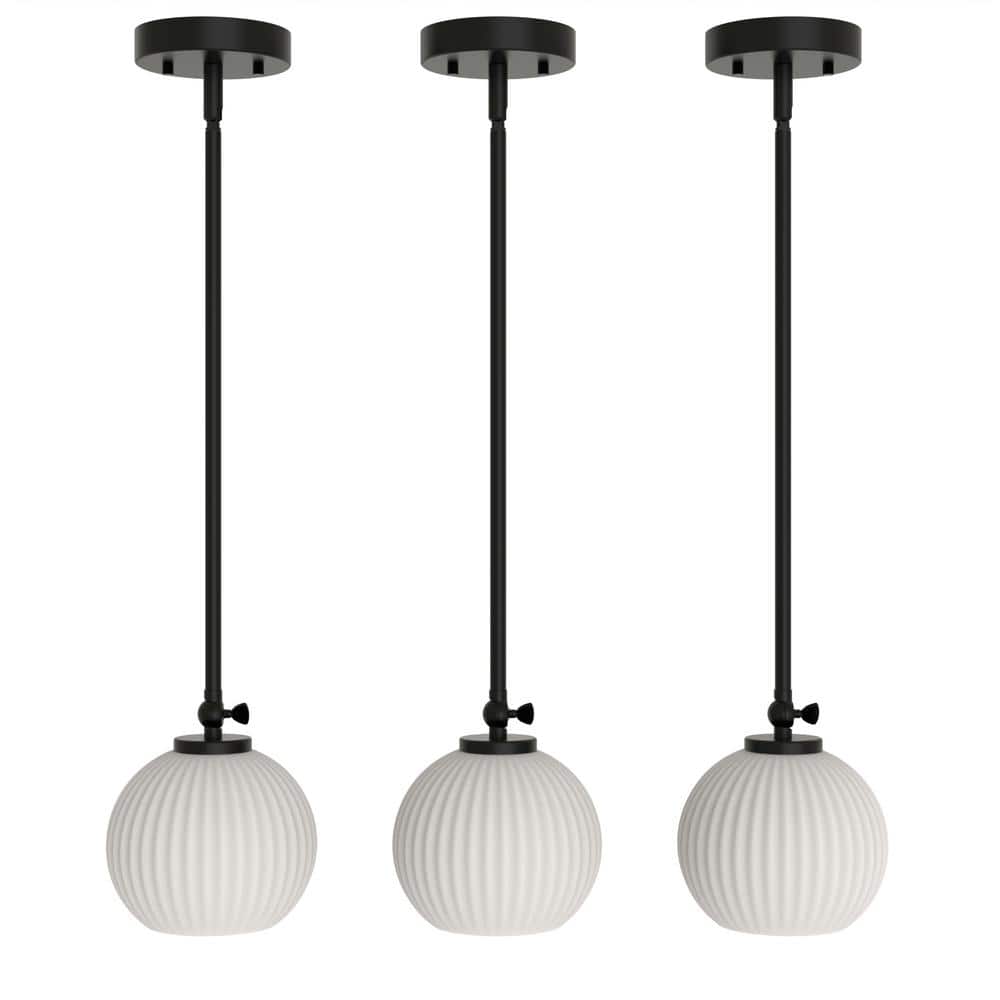 6 in. 1-Light Black Mini Kitchen Island Pendant Light with Glass Shade for Dining Room Bedroom(3-Pack) price history on PriceWatchPro
