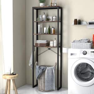 24 in. W x 70 in. H x 10 in. D Rustic Brown Over The Toilet Storage Freestanding with with Towel Rack