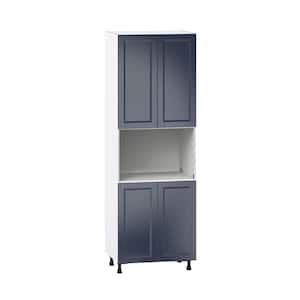 Devon 30 in. W x 89.5 in. H x 24 in. D Painted Blue Shaker Assembled Pantry Microwave Kitchen Cabinet