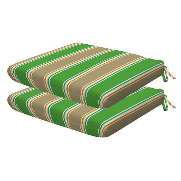 Honeycomb Outdoor Universal Dining Seat Cushion Easton Stripe Green (Set of 2)