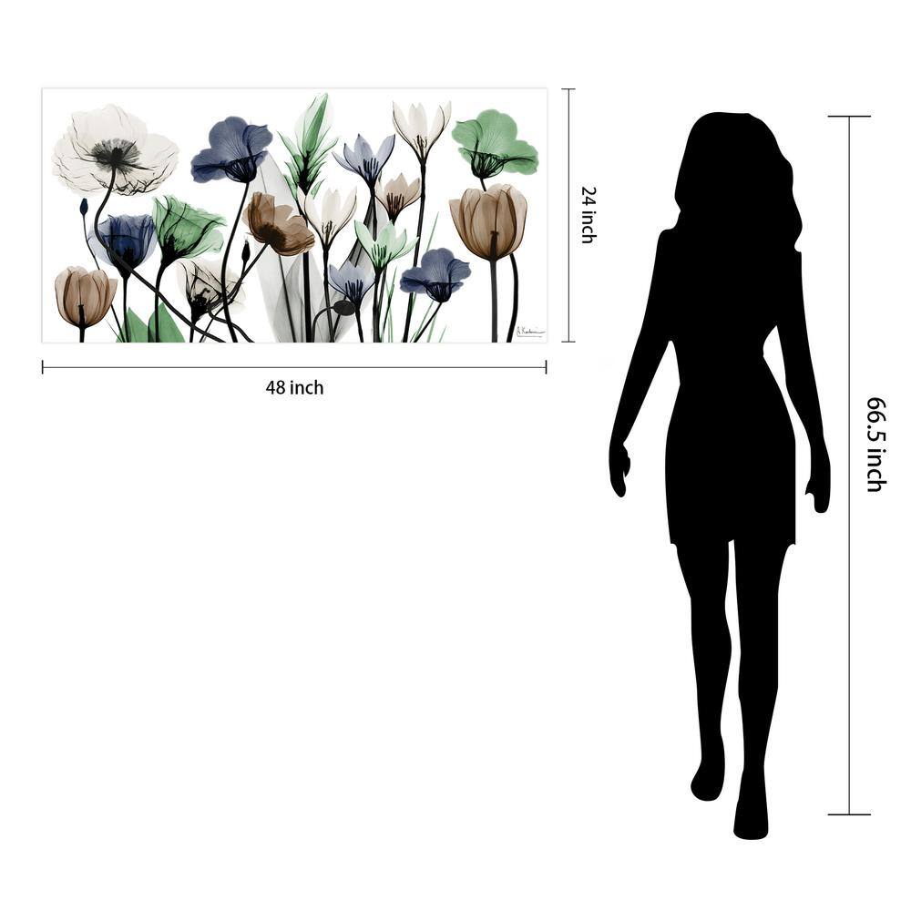 Floral Landscape Tempered Glass Wall Art for Nursery, 24" x 48"