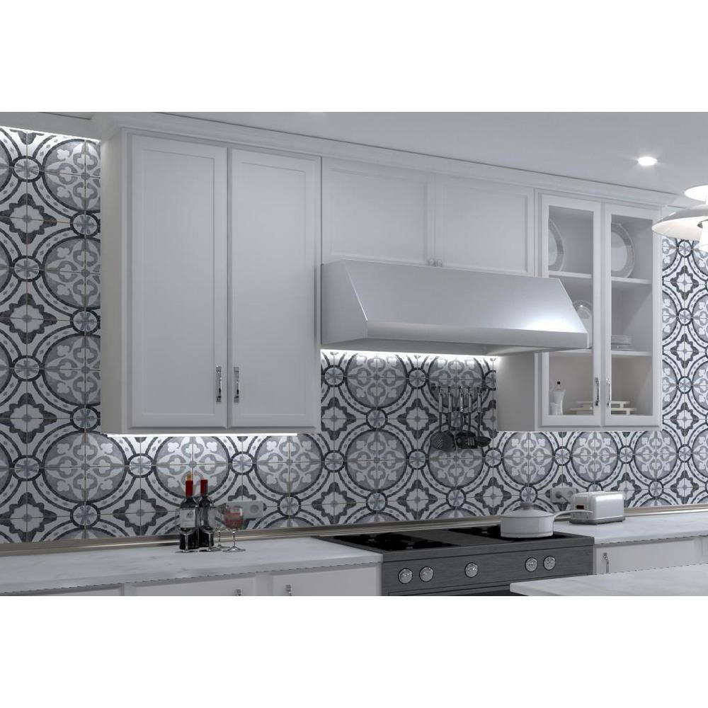 Luv Passion 8" Gray and Blue Porcelain Tile