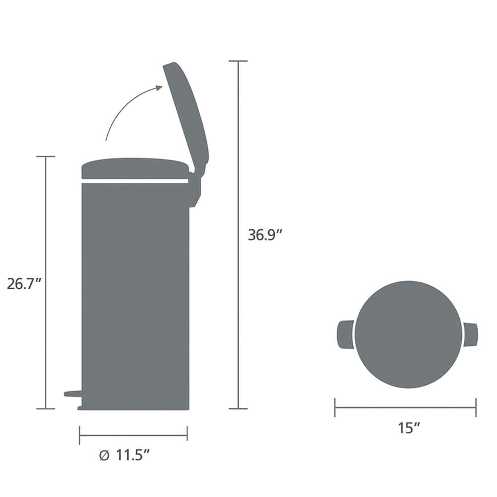 Mineral Concrete Gray Plastic Step-On Kitchen Trash Can, 8 Gallon