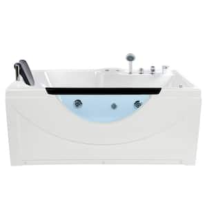 Lexi 59.50 in. x 34.50 in. Rectangular Alcove Whirlpool Bathtub with Right Drain in White