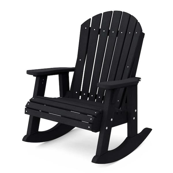 Wildridge Heritage Black Plastic Adirondack Outdoor Rocking Chair