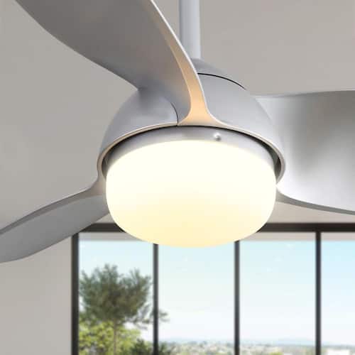 Light Pro 42 in. Indoor Silver ABS Ceiling Fan with Remote Control, 6 Speed, Dimmable, Reversible DC Motor and Light Ceiling Fans With Lights