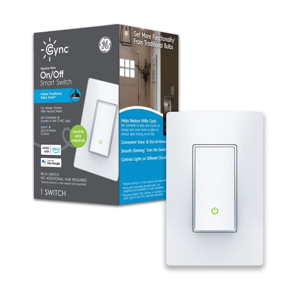 Commercial Electric 15 Amp Single-Pole White Smart Light Switch with Wi-Fi  and Bluetooth Technology Powered by Hubspace (1-Pack) HPSA11CWB - The Home  Depot