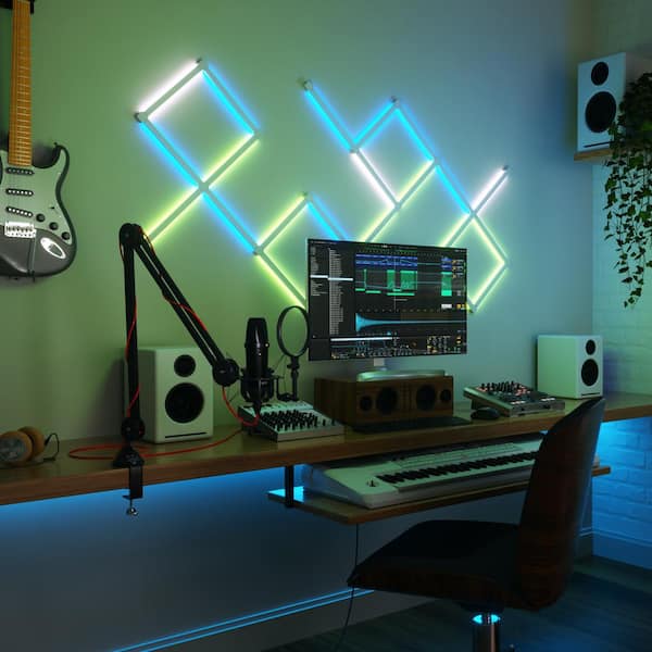 Nanoleaf Lines 90-Degrees Modular Color-Changing Backlit 6500k Smart Light  Bars RGBW (4 LED Bars for Creating 90-Degree Designs) NL59K03-4SN00 - The  Home Depot