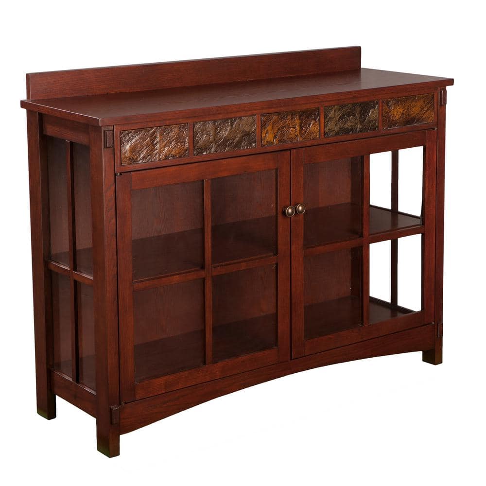 Senna Mission Sideboard and Display Curio with Faux Slate