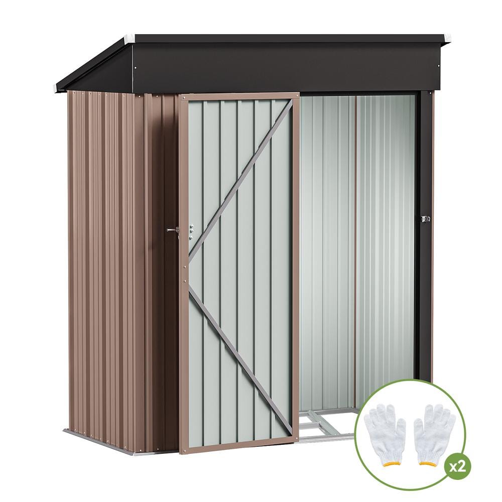 5 ft. W x 3 ft. D Storage Metal Shed with Metal Floor Base Frame, Lockable 