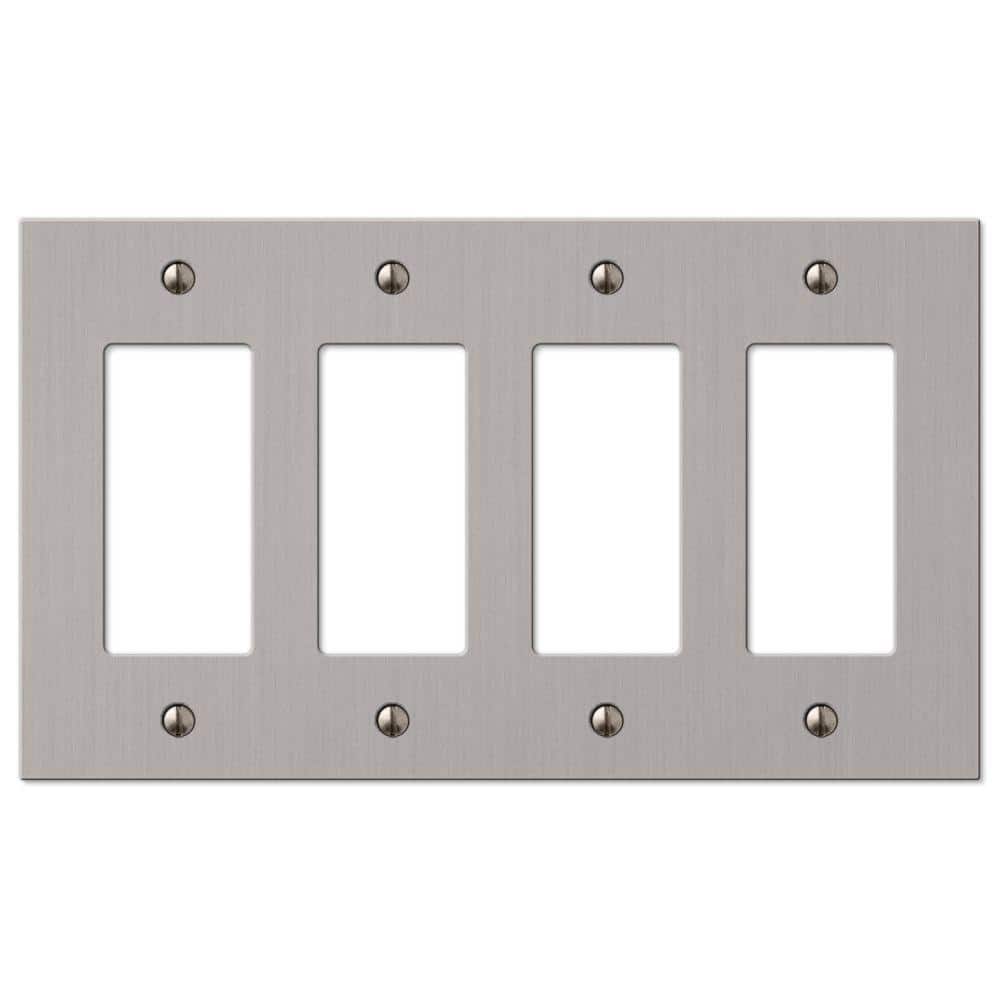 Brushed Nickel Quad Rocker Cast Metal Wallplate