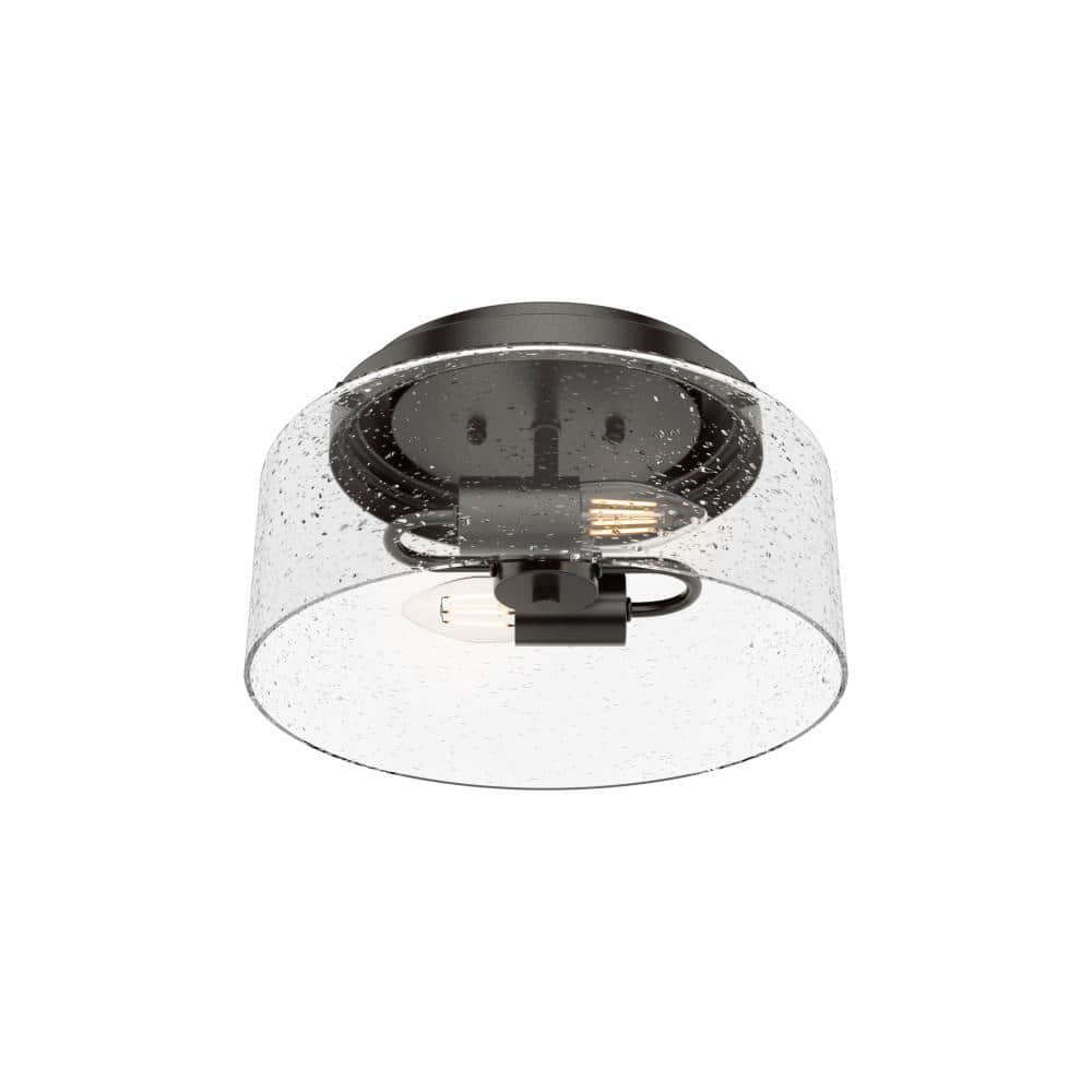 Hartland Noble Bronze Seeded Glass 11.5" LED Flush Mount Light